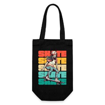 Skateboarding Cool Skater Mädchen Bunt - Geschenkbeutel für Flaschen - Schwarz - Vorne