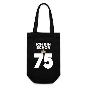 75. Geburtstag Geschenk - 75 Jahre mit Krone - Geschenkbeutel für Flaschen - Schwarz - Vorne