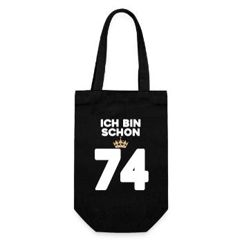 74. Geburtstag Geschenk - 74 Jahre mit Krone - Geschenkbeutel für Flaschen - Schwarz - Vorne