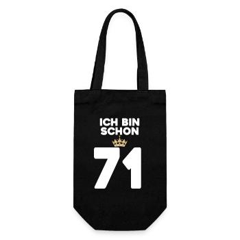 71. Geburtstag Geschenk - 71 Jahre mit Krone - Geschenkbeutel für Flaschen - Schwarz - Vorne