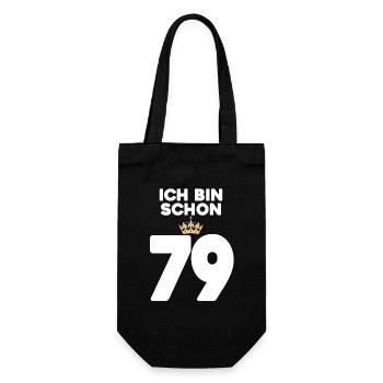 79. Geburtstag Geschenk - 79 Jahre mit Krone - Geschenkbeutel für Flaschen - Schwarz - Vorne