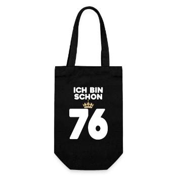 76. Geburtstag Geschenk - 76 Jahre mit Krone - Geschenkbeutel für Flaschen - Schwarz - Vorne