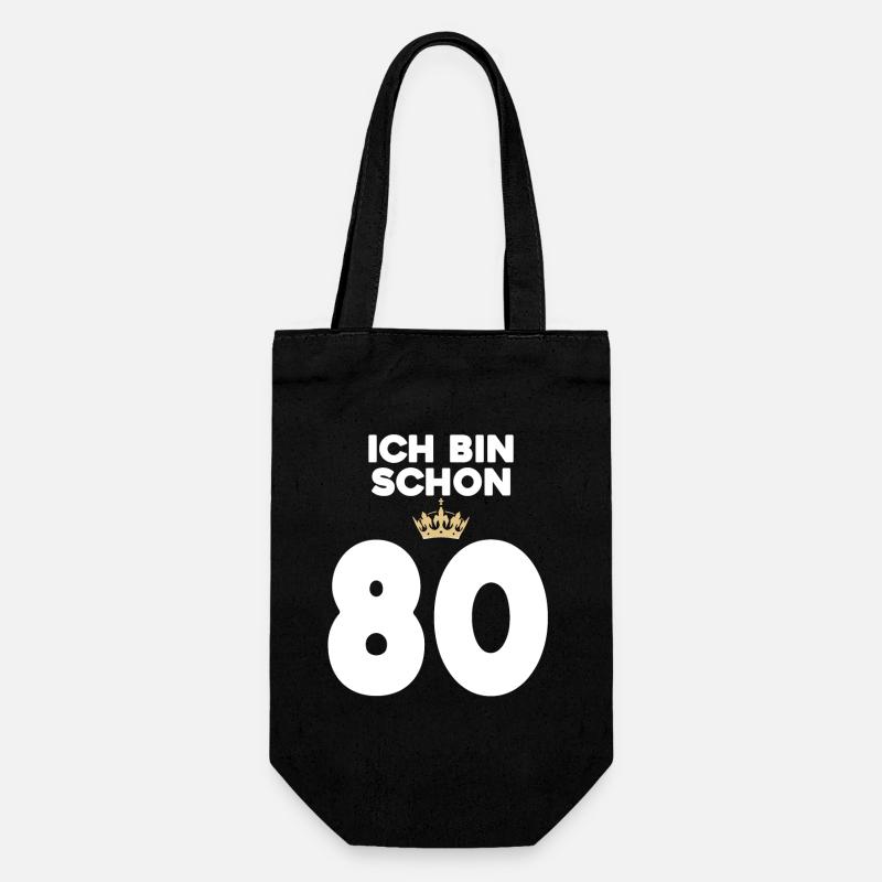 80. Geburtstag Geschenk - 80 Jahre mit Krone - Geschenkbeutel für Flaschen - Schwarz
