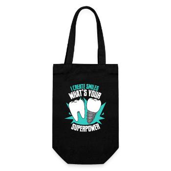 I Create Smiles What's Your Superpower - Geschenkbeutel für Flaschen - Schwarz - Vorne