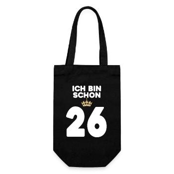 26. Geburtstag Geschenk - 26 Jahre mit Krone - Geschenkbeutel für Flaschen - Schwarz - Vorne