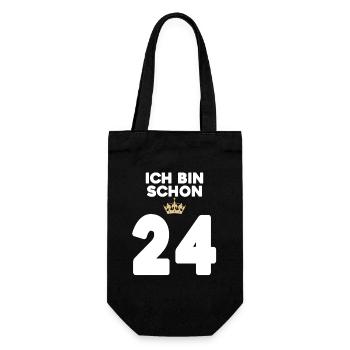 24. Geburtstag Geschenk - 24 Jahre mit Krone - Geschenkbeutel für Flaschen - Schwarz - Vorne