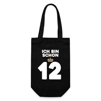 12. Geburtstag Geschenk - 12 Jahre mit Krone - Geschenkbeutel für Flaschen - Schwarz - Vorne
