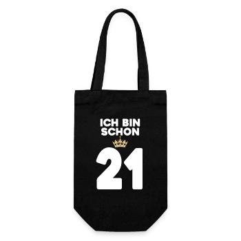 21. Geburtstag Geschenk - 21 Jahre mit Krone - Geschenkbeutel für Flaschen - Schwarz - Vorne