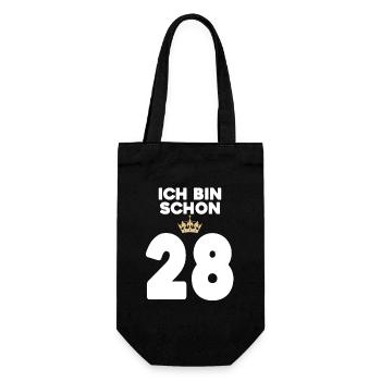 28. Geburtstag Geschenk - 28 Jahre mit Krone - Geschenkbeutel für Flaschen - Schwarz - Vorne