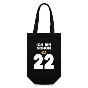 22. Geburtstag Geschenk - 22 Jahre mit Krone - Geschenkbeutel für Flaschen - Schwarz - Vorne