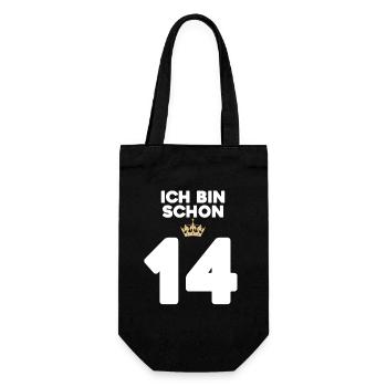 14. Geburtstag Geschenk - 14 Jahre mit Krone - Geschenkbeutel für Flaschen - Schwarz - Vorne