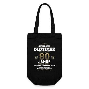 80. Geburtstag Mann Oldtimer Jahrgang 1943 - Geschenkbeutel für Flaschen - Schwarz - Vorne