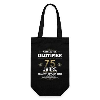75. Geburtstag Mann Oldtimer Jahrgang 1948 - Geschenkbeutel für Flaschen - Schwarz - Vorne