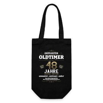 48. Geburtstag Mann Oldtimer Jahrgang 1975 - Geschenkbeutel für Flaschen - Schwarz - Vorne