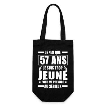 j ai 57 ans / cadeau anniversaire 57 ans - Sac à bouteille - noir - Devant