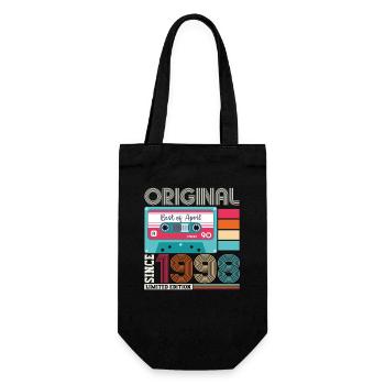 25th birthday man April born 1998 cassette - Gift Bag for Bottles - black - Front