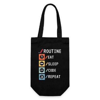 Routine Eat Sleep Code Repeat Developer Coder - Geschenkbeutel für Flaschen - Schwarz - Vorne