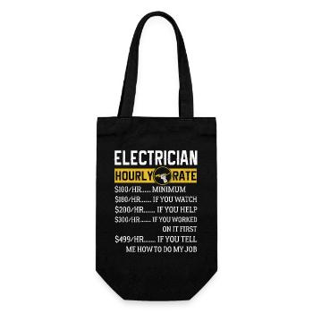 Electrician Gifts Electrician Hourly Rate - Gift Bag for Bottles - black - Front