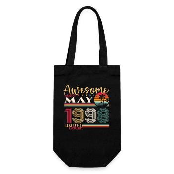25th Birthday Man Woman Awesome May Vintage 1998 - Gift Bag for Bottles - black - Front