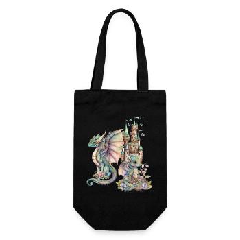 Fantasy Dragon with Fairytale Castle - Gift Bag for Bottles - black - Front