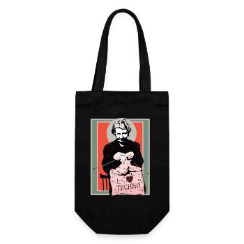Techno Sewing Art Illustration - Gift Bag for Bottles - black - Front