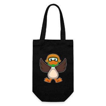 Ente Pilot Pilotenmütze - Geschenkbeutel für Flaschen - Schwarz - Vorne