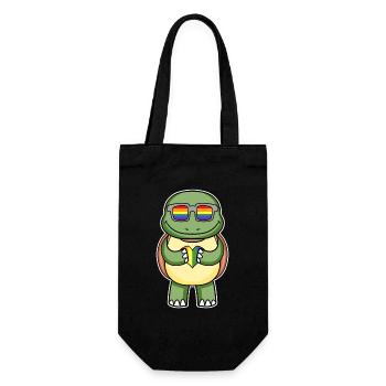 Rainbow - Turtle with glasses and heart - Gift Bag for Bottles - black - Front