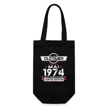 49. Geburtstag Mann Oldtimer Mai Jahrgang 1974 - Geschenkbeutel für Flaschen - Schwarz - Vorne
