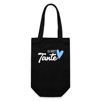 Tante Geschenk - Du wirst Tante - werdende Tante - Geschenkbeutel für Flaschen - Schwarz - Vorne