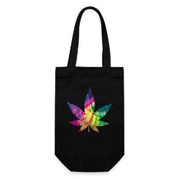 Tie Dye Batik Cannabis Blatt | Hanfblatt - Geschenkbeutel für Flaschen - Schwarz - Vorne