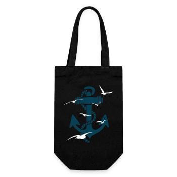 Möwen Traum vom Fliegen - Anker Geschenk - Geschenkbeutel für Flaschen - Schwarz - Vorne