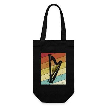 Retro Konzertharfe Harfenmusik Harfe Harfenspieler - Geschenkbeutel für Flaschen - Schwarz - Vorne