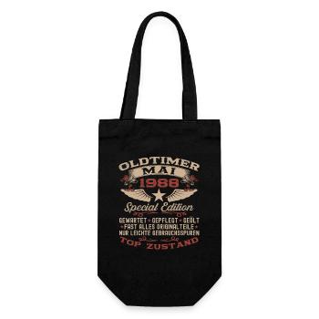 35. Geburtstag Mann Oldtimer Mai Jahrgang 1988 - Geschenkbeutel für Flaschen - Schwarz - Vorne