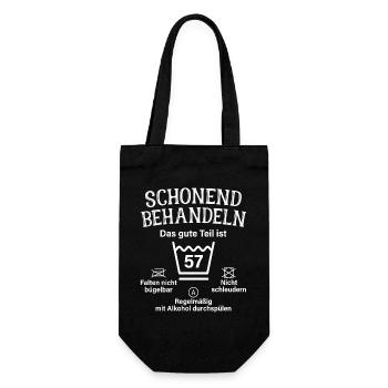 57. Geburtstag Schonend Behandeln 57 Teil Ist 57 - Geschenkbeutel für Flaschen - Schwarz - Vorne
