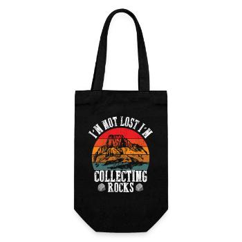 I m Not Lost I m Collecting Rocks Geologist Earth - Geschenkbeutel für Flaschen - Schwarz - Vorne