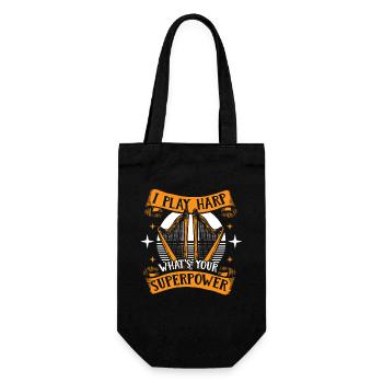 I Play Harp What's Your Superpower Harfe - Gift Bag for Bottles - black - Front