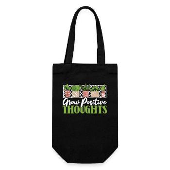 Grow Positive Thoughts Kleingarten Gartenbau - Geschenkbeutel für Flaschen - Schwarz - Vorne
