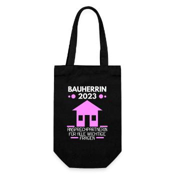 Bauherrin 2023 Hausbau Baustelle - Geschenkbeutel für Flaschen - Schwarz - Vorne
