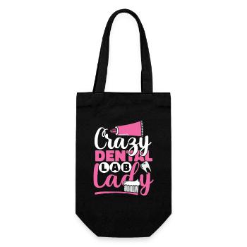 Crazy Dental Lab Lady Dentallabor Zahnlabor - Geschenkbeutel für Flaschen - Schwarz - Vorne
