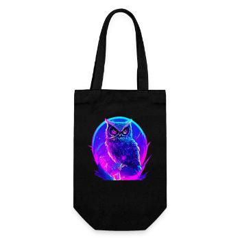 Leuchtende Eule Vogel Neon Kunstwerk - Geschenkbeutel für Flaschen - Schwarz - Vorne