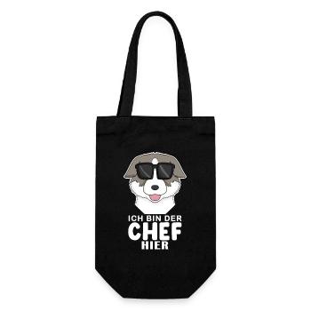 Cooler Hund Thai Bangkaew Chef Spruch - Geschenkbeutel für Flaschen - Schwarz - Vorne