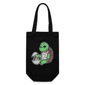 Turtle Family - Turtle with Baby - Gift Bag for Bottles - black - Front