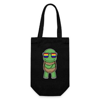 Rainbow - Turtle with glasses - Gift Bag for Bottles - black - Front