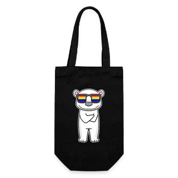 Rainbow - polar bear with glasses - Gift Bag for Bottles - black - Front