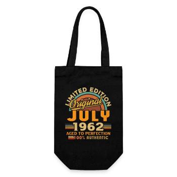 Born: July 1962, Birthday: July 1962 - Gift Bag for Bottles - black - Front