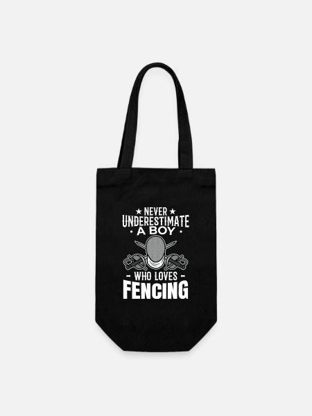 Never underestimate a fencer boy - Gift Bag for Bottles - black