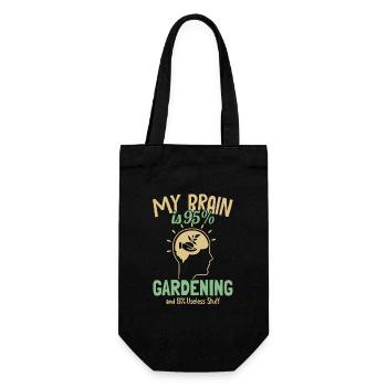 My Brain is 95% Gardening Gartenbau Kleingarten - Geschenkbeutel für Flaschen - Schwarz - Vorne