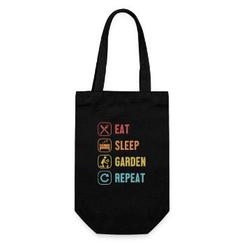 Eat Sleep Garden Repeat Kleingarten Gartenbau - Geschenkbeutel für Flaschen - Schwarz - Vorne