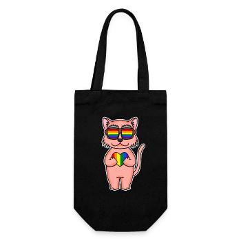 Rainbow Colorful Cat - Cool Cat - Gift Bag for Bottles - black - Front