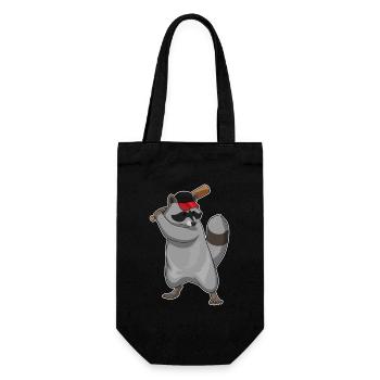 Waschbär Baseball Baseballschläger - Geschenkbeutel für Flaschen - Schwarz - Vorne